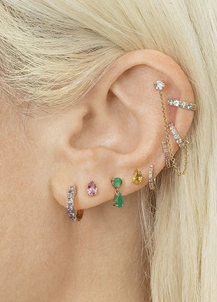 925 Sterling Silver Needle Green Zircon Gold Earrings Heart Hoop Earrings for Women Delicate Stud Earrings Luxury Jewelry Gifts PlatiNum