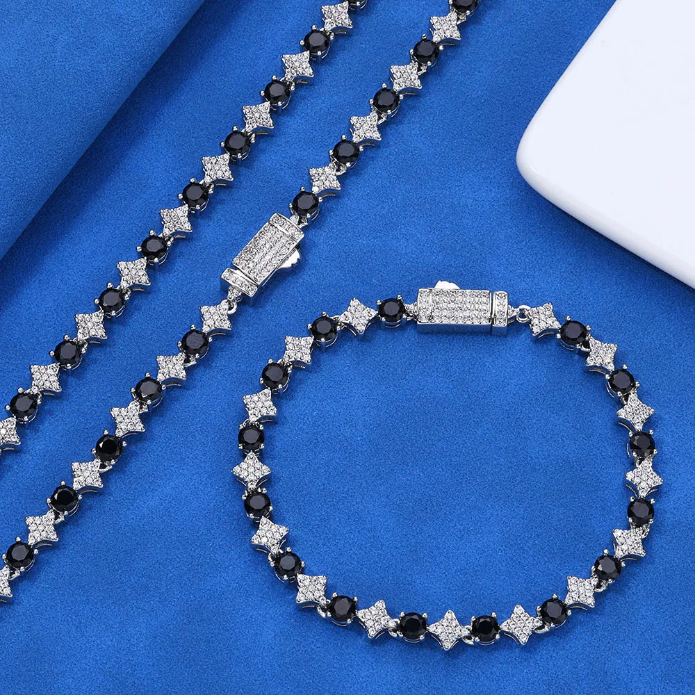 Nuovo design originale 6mm Sun Moon Star catena da tennis con montatura a punta ghiacciata gioielli da uomo regalo collana da tennis per feste
