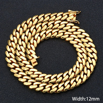 ESKEEM All'ingrosso 10/12/15/22mm 14K/18K Placcato Oro Pesante Miami Collana a Catena a Maglia Cubana per Gli Uomini Hip Hop Gioielli Catene Cubane