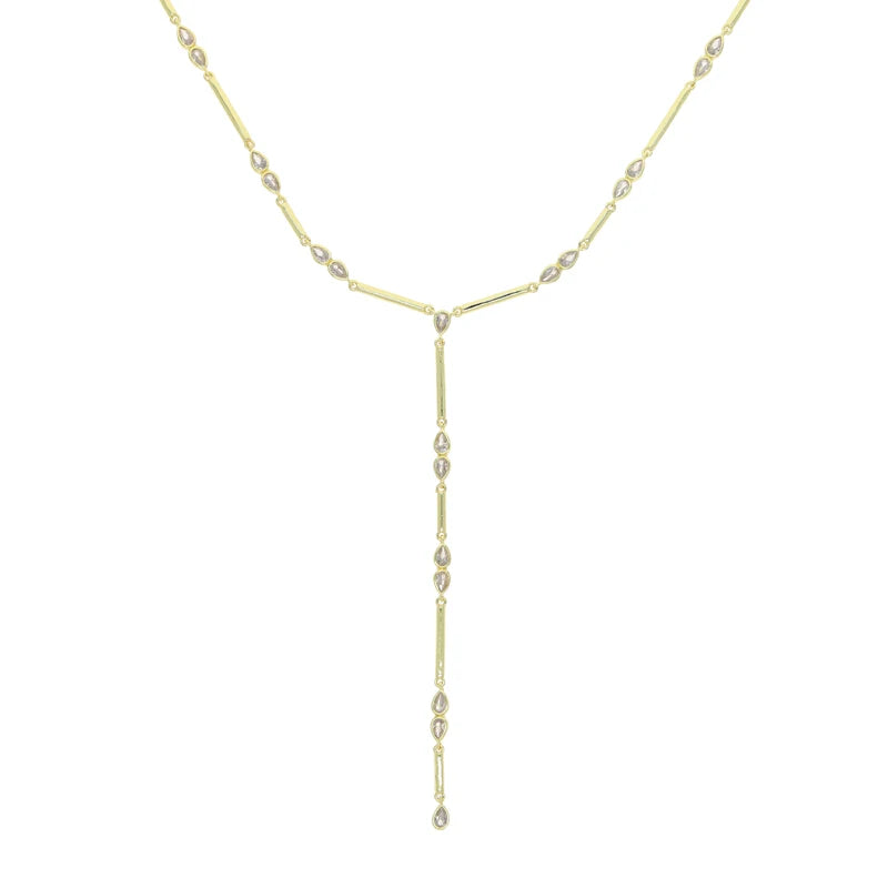Barra geometrica a goccia Cubic Zirconia CZ Catena a maglie Lunga Y Lariat Collana di moda donna sexy 2026 Nuovo arrivato