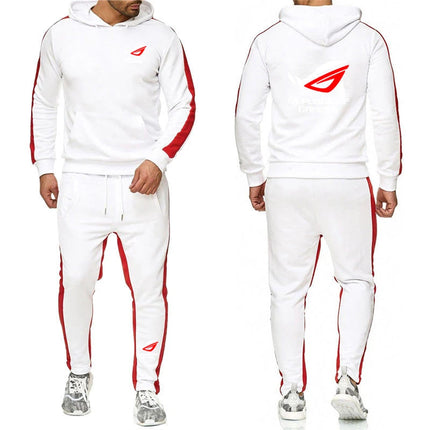 Men ROG Republic Of Gamers Tracksuit Hoodies Solid Color Thick Pullover Long Pant 2-piece Set Autumn Fleece Jogger Sports Suit PlatiNum