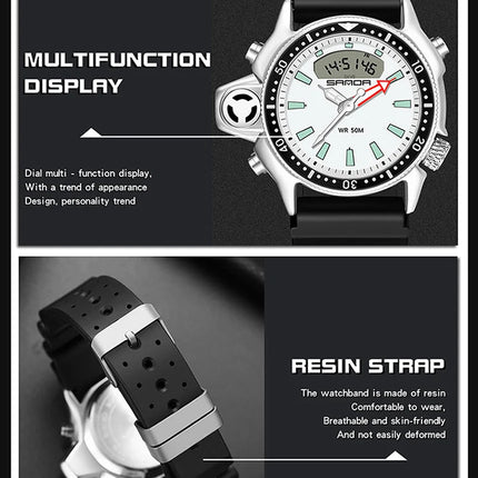 SANDA Sport orologio digitale al quarzo da uomo orologi subacquei creativi orologio da uomo con allarme impermeabile orologio con doppio Display Relogio Masculino platinumshop