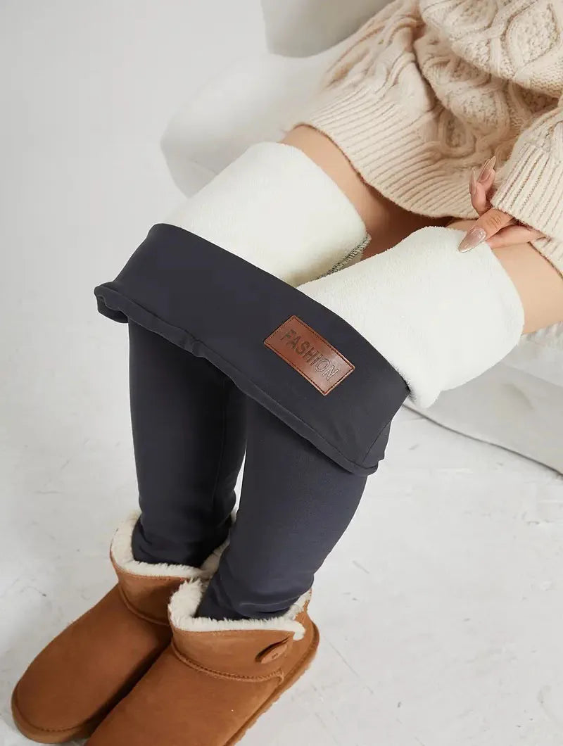 Women Ultra Thick Imitation Lamb Wool Leggings Autumn Winter Warm Fleece Leggings Female Plush High Waist Elasticity Tights