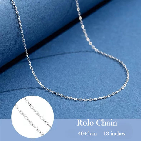 925 Sterling Silver 1.1mm Thin Rolo Chain, Water Wave Chain, Necklaces for Women Fashion Jewelry DIY Matching Wholesale PlatiNum