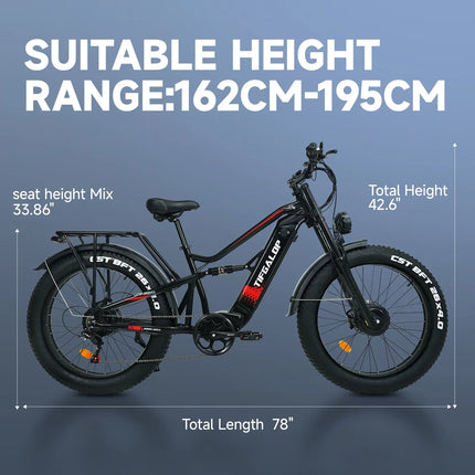 Bicicletta elettrica potente da 3000W, velocità massima di 60km/h, TIFGALOP ES7pro, pneumatici fat da 26 pollici, doppio motore per tutti i terreni, bici elettrica per adulti.