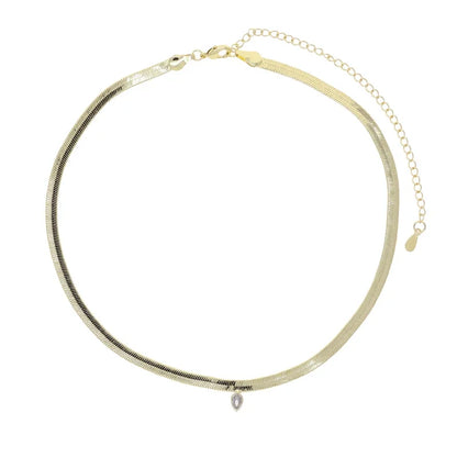 5A Goccia Cubic Zirconia CZ Collana a spina di pesce per le donne Catena color oro Girocollo Gioielli di moda con maglie a catena a serpente geometrico