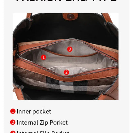 Borsa Tote in Tessuto a Righe con Bordi in Ecopelle, Manico Largo, Borsa a Spalla Grande per Uso Quotidiano e Pendolarismo