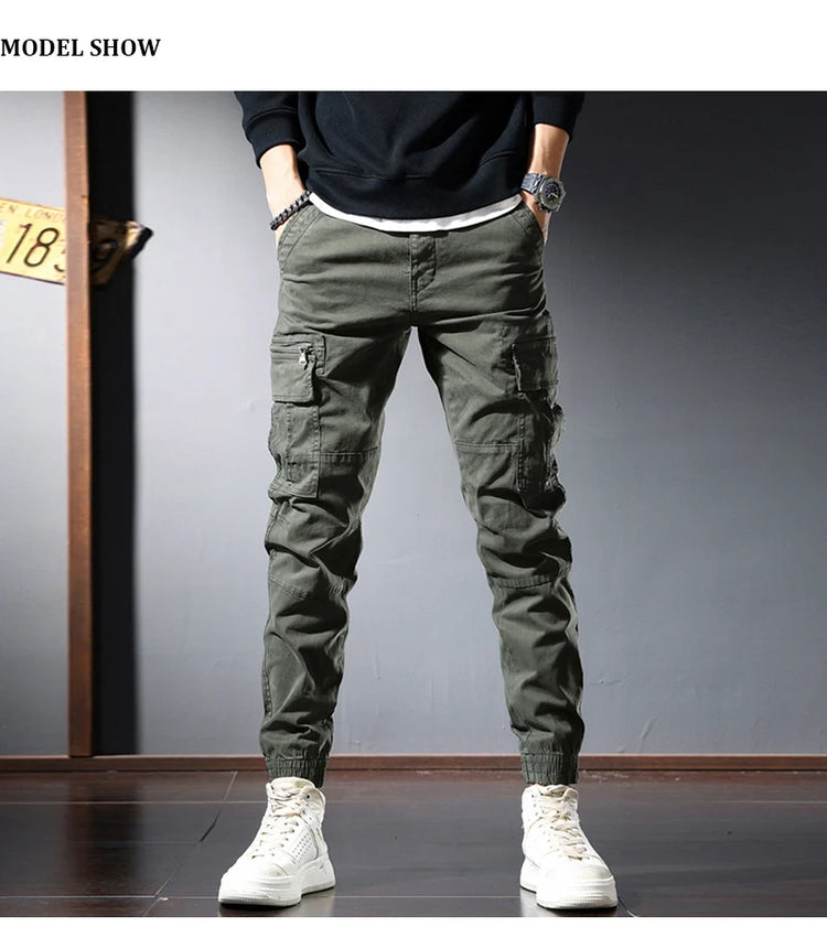 Street Fashion Men Jeans Black Green Loose Fit Big Pocket Casual Cargo Pants Hombre Zipper Designer Hip Hop Joggers Men Overalls