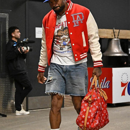Broken Pearl Rhinestone Patchwork Leather Sleeve Baseball Jacket High Street Casual Loose Jacket Street Hip-hop Rock Fashion