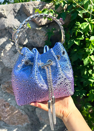 Handle Rhinestones Evening clutch Bag Purses and handbag luxury Designer shoulder bag Shiny Crystal Clutch purse bucket bag PlatiNum