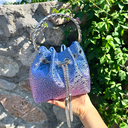Handle Rhinestones Evening clutch Bag Purses and handbag luxury Designer shoulder bag Shiny Crystal Clutch purse bucket bag PlatiNum
