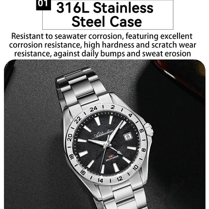 ADDIESDIVE GMT Men Quartz Watch Sapphire Crystal Swiss Ronda 515-24H Dual Time BGW9 Super Luminous 20Bar Waterproof Diver Watch
