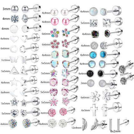 2 pz/set In Acciaio Inox Cuore Luna Earbone Della Vite Della Vite Della Sfera Orecchini con perno per Le Donne di Modo Dell'orecchio Trago Cartilagine Body Piercing platinumshop