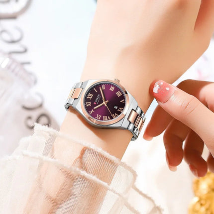 CURREN Orologio da donna, Orologi da donna, Orologi da donna, Abito alla moda impermeabile Bracciale in acciaio inossidabile Orologi analogici Data platinumshop