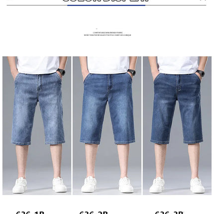 Nuovi Pantaloncini in Denim Sottili da Uomo Estate 2026, Morbidi e Confortevoli, Effetto Seta Ghiaccio, Vestibilità Ampia, Blu Chiaro e Blu Scuro, Taglie Grandi