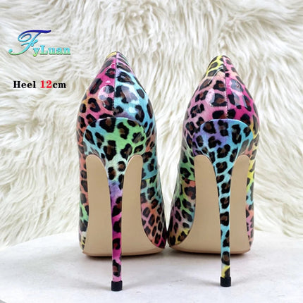 Moda Leopard Print 8cm 10cm 12cm Décolleté Donna Punta a punta Stiletto Sexy Celebrity Night Club Party Scarpe col tacco alto di grandi dimensioni platinumshop
