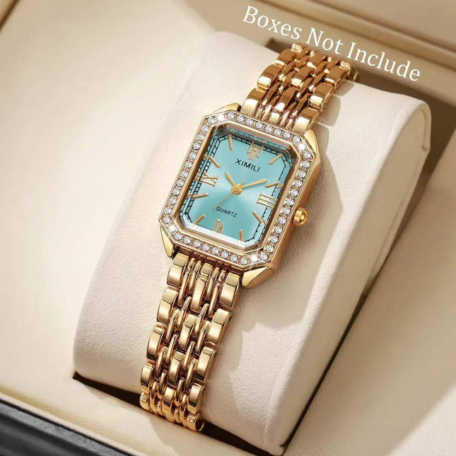 Orologi da donna rettangolari alla moda Orologio da donna al quarzo con strass Orologio da polso con cinturino Reloj Mujer (senza scatola) platinumshop