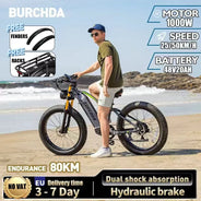 BURCHDA RX80 Bicicletta Elettrica da Montagna 1000W 50KM/H, Batteria al Litio 48V20AH, Pneumatici Fat 4.0 da 26 Pollici, E-Bike per Adulti
