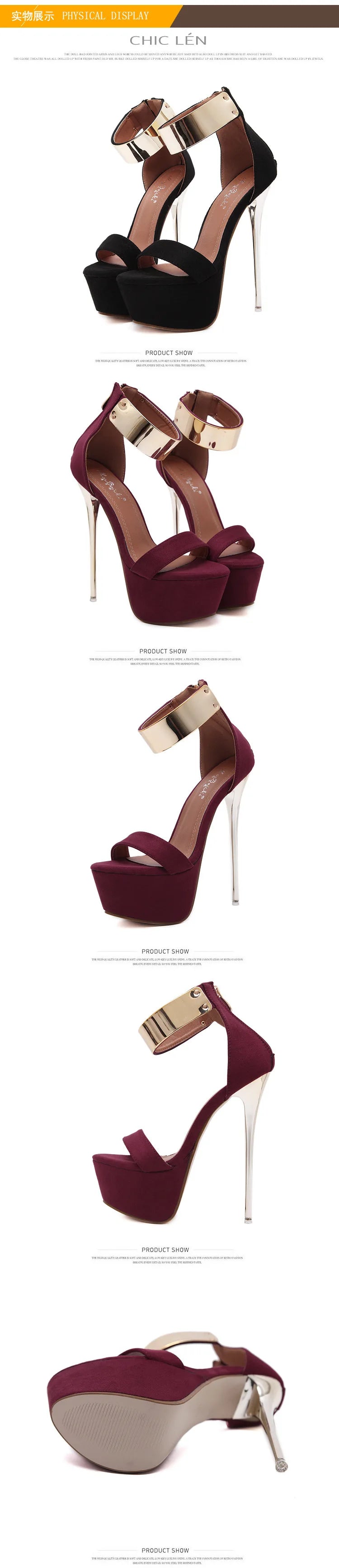 2026 Fashion Designer Metal Ankle Strap Women 16CM Heels Platform Sandals Shoes Female High Heels Sexy Party Dance Ladies Shoes PlatiNum