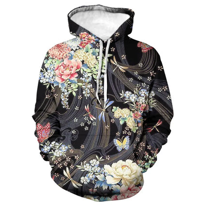Fashion Rose Floral Hoodies Flower 3D Print Men Women Hip Hop Streetwear Hooded Sweatshirts Oversized Pullovers Top Man Clothing