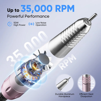 Professional Nail Cutter for Gel Nails 50W 35000RPM Electric Nail File for Gel Nails, Manicure Pedicure Set Electric Nail Cutter
