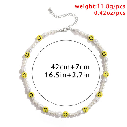 Bracciale con collana con volto sorridente di perle divertenti per donna Uomo Vitalità Sorriso colorato Accessori girocollo con perline Set di gioielli di moda platinumshop
