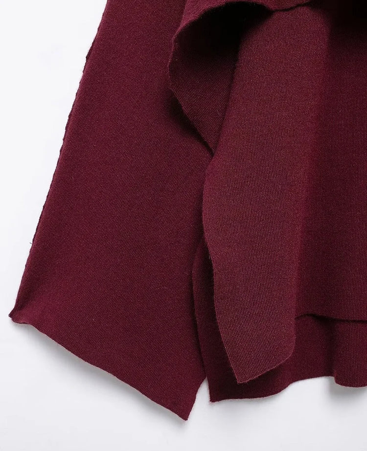 MUJER Cape Coat Women Scarf Collar Ponchos Women 2025 Shawl Long Sleeve Winter Woman Ponchos Cloak Knitted Cardigan for Women