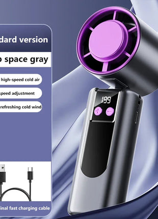 Ventilatore Portatile USB a 199 Velocità con Display Digitale, Grande Turbina Eolica, Mini Ventilatore Rinfrescante