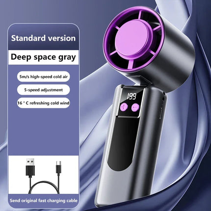 Ventilatore Portatile USB a 199 Velocità con Display Digitale, Grande Turbina Eolica, Mini Ventilatore Rinfrescante