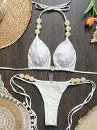 Costume da bagno bikini sexy con perline 2026 da donna, set bikini halter con scollo a V, abbigliamento da spiaggia estivo platinumshop