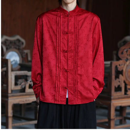 Camicie con stampa Abito tradizionale cinese Tang Camicie comode e traspiranti retrò Kung Fu Tai Chi Camicette casual Abbigliamento da uomo