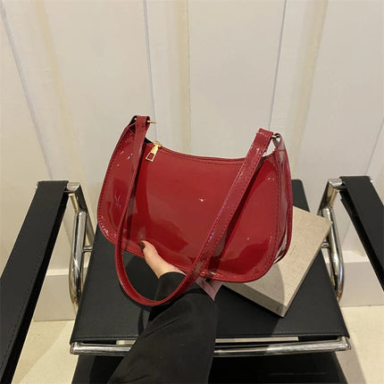 Retro Solid Color PU Leather Shoulder Underarm Bag Women's Fashion Handbags Casual Hobos Purses and Handbag Ladies Hand Bags PlatiNum