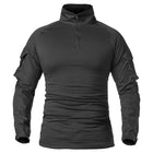 Men's Long Sleeve Combat Shirt 1/4 Zipper Ripstop Cotton Tactical Shirts Navy Blue Camoufalge Airsoft T Shirts PlatiNum