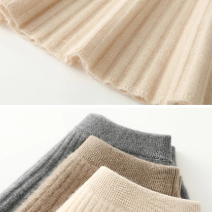 Korean Skirt 100% Merino Wool Women's Knitted Mini Skirt Autumn and Winter Women's Fashion Solid Color Small Umbrella Skirt PlatiNum