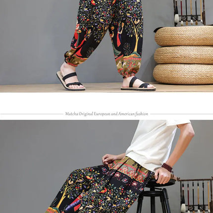 Nuovi pantaloni jogger da uomo in cotone primaverile, pantaloni oversize alla moda, hip hop con graffiti floreali, vita elastica, pantaloni harem, streetwear maschile