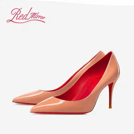 Tacchi da donna Colore nudo Tacco alto elegante da donna Scarpe nere di lusso donna 2025 Fondo rosso lucido Punta a punta Party Ladies Women platinumshop