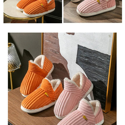 Shevalues Winter Men Slippers Short Plush Men Cotton Boots Indoor Fluffy House Fur Slippers Men Casual Soft Fur Furry Men Shoes