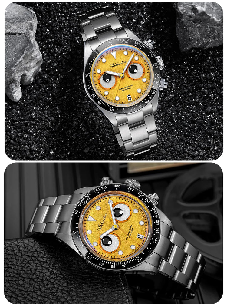 ADDIESDIVE New Men Watch AD2557 Luxury Chronograph VK64 Quartz Wristwatch Ceramic Bezel Luminous Dive 100m Waterproof 40mm Watch
