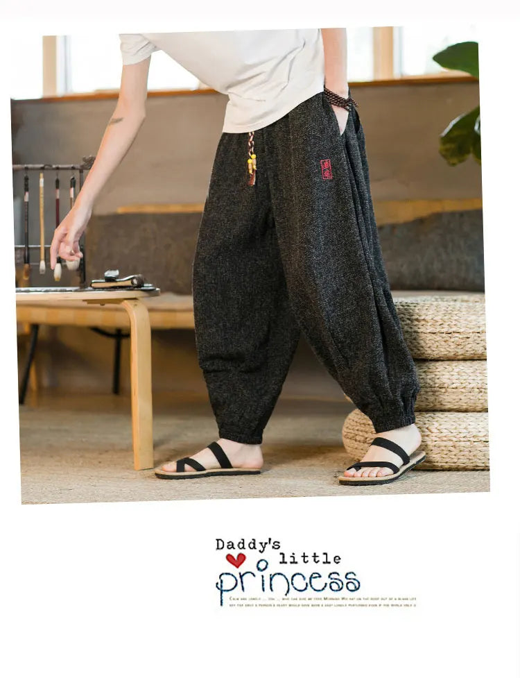 Pantaloni da jogging in seta di ghiaccio da uomo pantaloni casual stile Harajuku cinese da uomo pantaloni sportivi Harlem allentati ricamati streetwear 5XL