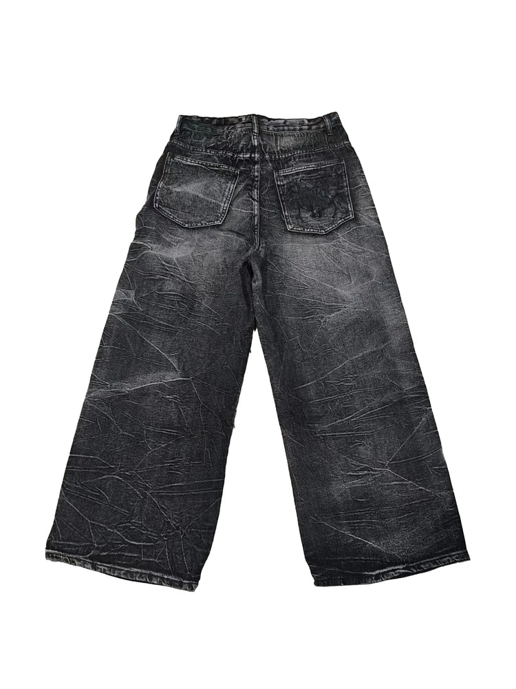 Y2K Retro Oversize Baggy Pantaloni lavabili unisex Phantom Jeans Uomo High Street Spider Toppa ricamata Hip Hop Streetwear Gotico