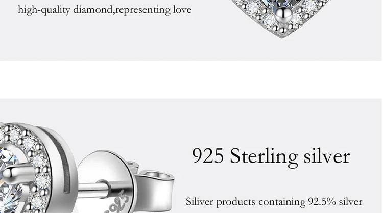 PERFANY 0.5CT-2CT Heart-Shaped Cut Moissanite Earrings For Women S925 Pure Silver Simulated Diamond Earrings Fashion Jewelry PlatiNum