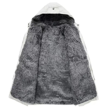 3 in 1 Winter Coat Women's Hooded Windbreaker Furry Inner Jacket Thick Warm Mid Length Parka Casual Fashion Cold Outerwear
