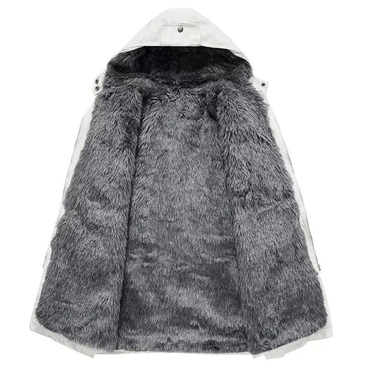 3 in 1 Winter Coat Women's Hooded Windbreaker Furry Inner Jacket Thick Warm Mid Length Parka Casual Fashion Cold Outerwear