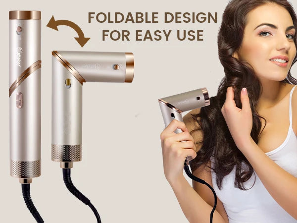 Hatteker Hair Dryer Styler Multi-Function Hot Air Brush Straight/Curly Foldable Blow Combo for Women Travel Lightweight