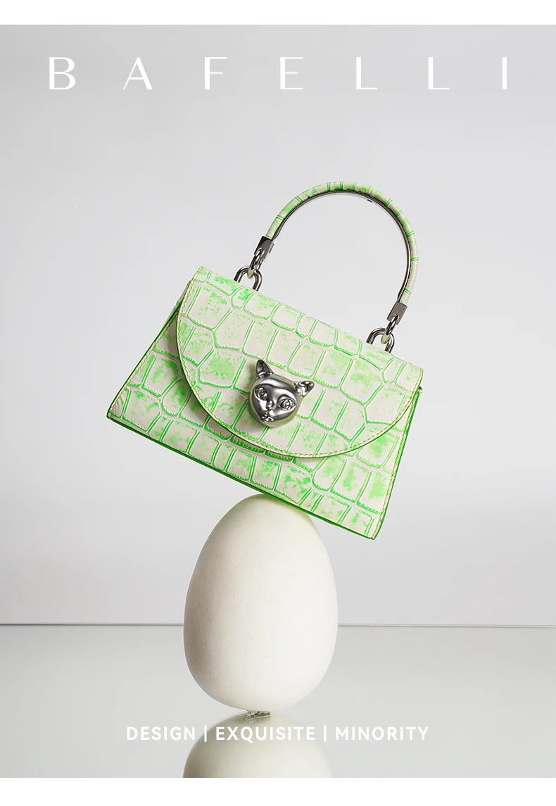 BAFELLI 2025 NUOVA BORSA DA DONNA DESIGNER ORIGINALE MARCA DI LUSSO CAT CASUAL STYLE TREND BORSA BORSA IN PELLE CROCODILE