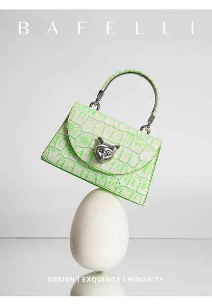 BAFELLI 2025 NUOVA BORSA DA DONNA DESIGNER ORIGINALE MARCA DI LUSSO CAT CASUAL STYLE TREND BORSA BORSA IN PELLE CROCODILE