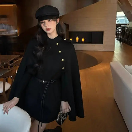 2026 New Style Women's Wool Coats Capes Autumn/Winter Princess Style Wool Cloak Woman