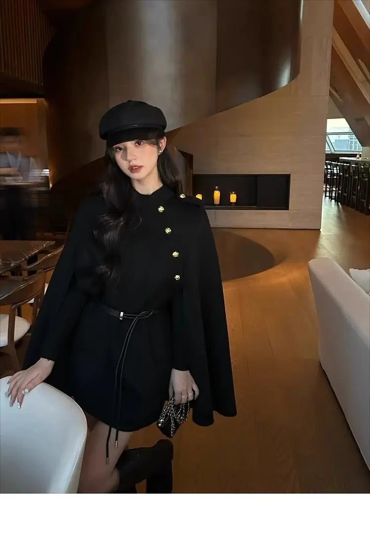 2026 New Style Women's Wool Coats Capes Autumn/Winter Princess Style Wool Cloak Woman