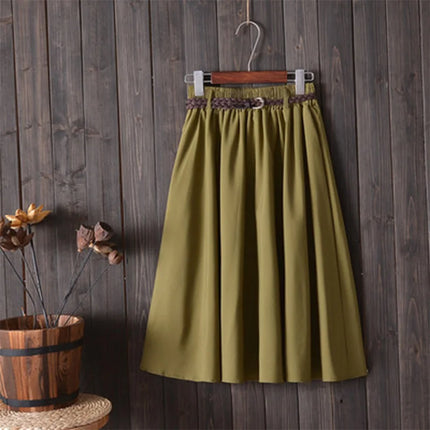 Gonna estiva midi al ginocchio da donna con cintura Gonna da scuola a pieghe a vita alta da donna coreana alla moda femminile