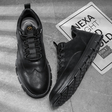 Men's Leather Casual Oxford Shoes, Breathable Anti-Slip Soft Sole Fashion Sneakers for Business Walking and Daily Wear